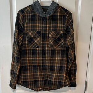 Plaid Hooded Button Down Shirt